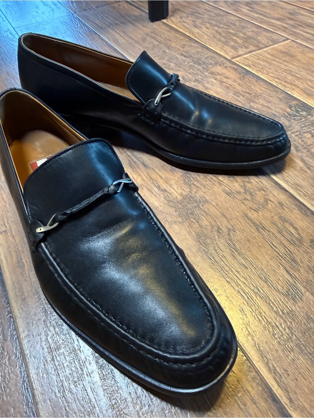 Bally Black Leather Bit Loafers with Silver Hardware